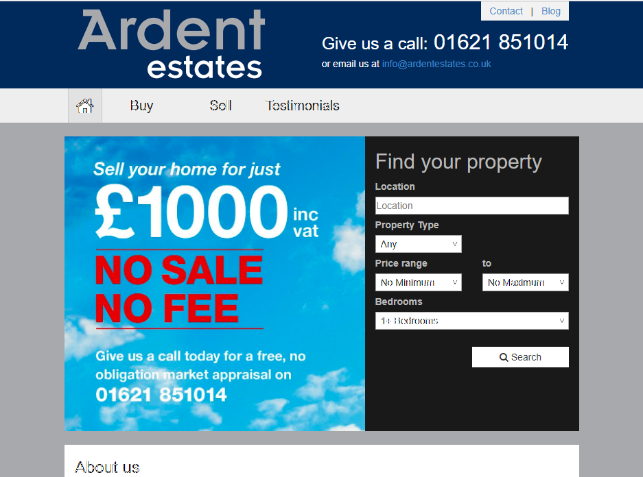Ardent Estates website